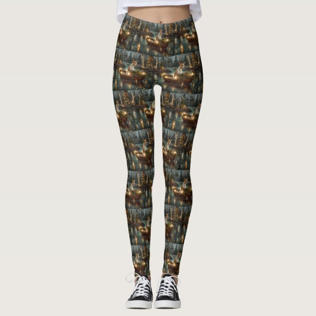 Bull Terrier Christmas Festive Voyage Leggings (Front)
