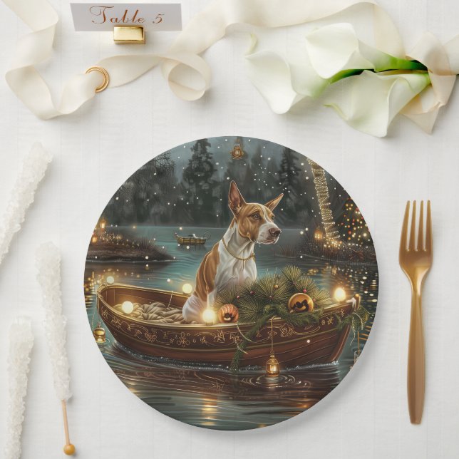 Bull Terrier Christmas Festive Voyage Paper Plate (Wedding)