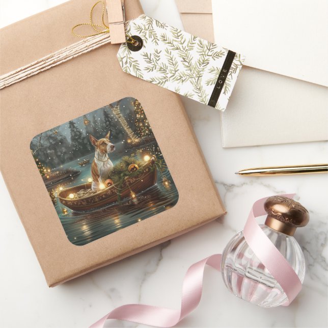 Bull Terrier Christmas Festive Voyage Square Sticker (Gifting)