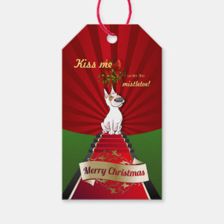 Bull Terrier Christmas Gift Tag "Mistletoe"