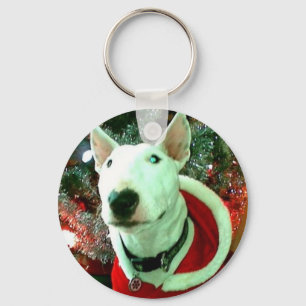 bull terrier christmas key ring