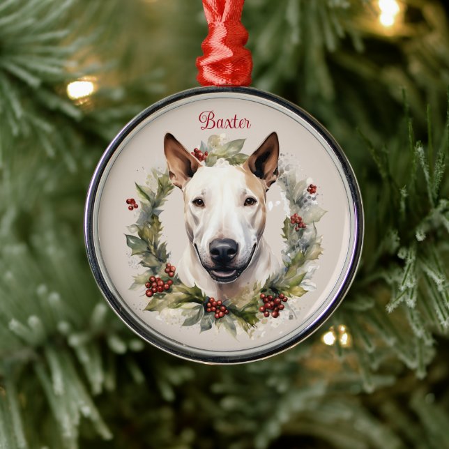Bull Terrier Christmas Pet Memorial Dog Breed Metal Tree Decoration (Tree)