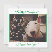 Bull Terrier Christmas Tree Smiling Card