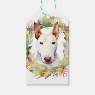 Bull Terrier Christmas Wreath Festive Pup  Gift Tags