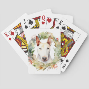 Bull Terrier Christmas Wreath Festive Pup Playing Cards