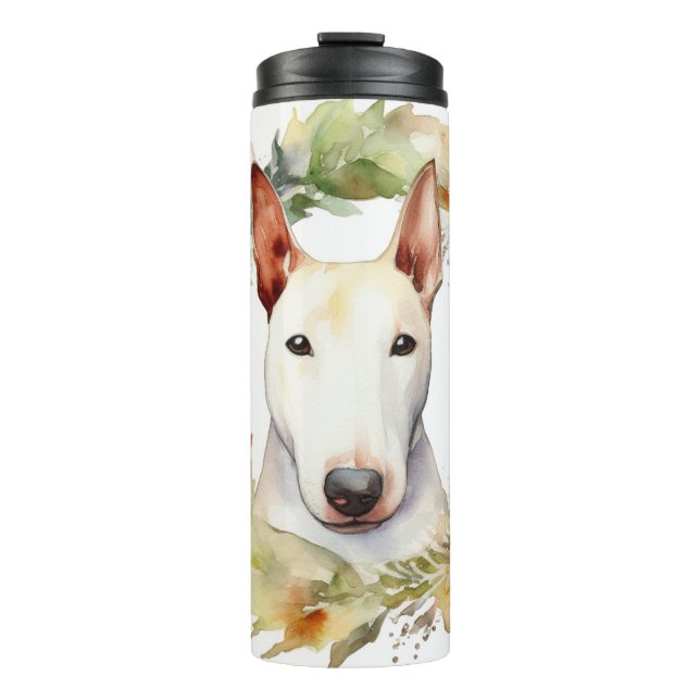 Bull Terrier Christmas Wreath Festive Pup  Thermal Tumbler (Front)