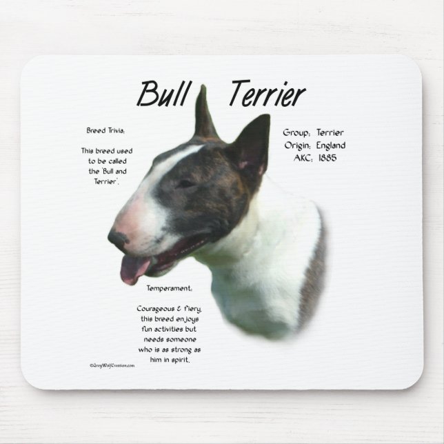 Bull Terrier (coloured) History Design Mouse Mat (Front)