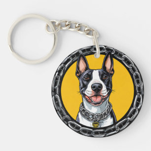Bull Terrier Cute Dog Portrait For Dog Lovers Key Ring