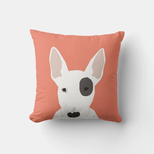 Bull Terrier cute terrier dog black and white dog Cushion (Front)