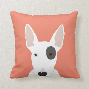 Bull Terrier cute terrier dog black and white dog Cushion