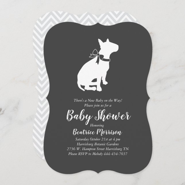Bull Terrier Dog Baby Shower Gender Neutral Invitation (Front/Back)