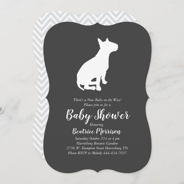 Bull Terrier Dog Baby Shower Gender Neutral Invitation (Front/Back)