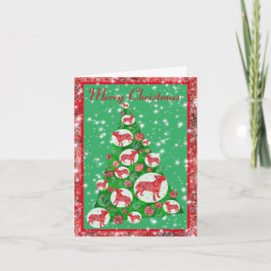 Bull Terrier Dog Baubles Merry Christmas Tree Card