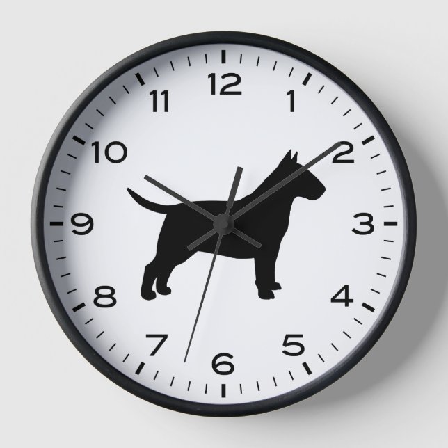 Bull Terrier Dog Breed Silhouette Clock (Front)