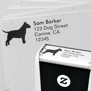 Bull Terrier Dog Breed Silhouette Return Address Self-inking Stamp