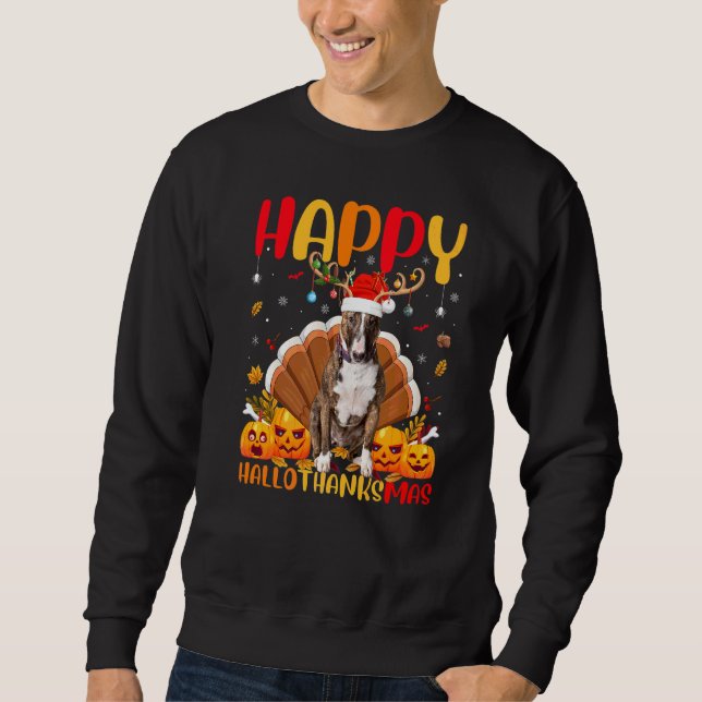 Bull Terrier Dog   Bull Terrier Hellothanksmas Sweatshirt (Front)