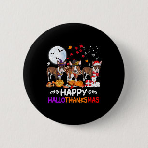Bull Terrier Dog Christmas Happy Hallothankmas Tha 6 Cm Round Badge