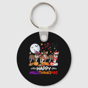 Bull Terrier Dog Christmas Happy Hallothankmas Tha Key Ring