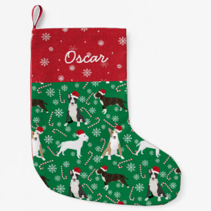 Bull Terrier Dog Christmas Holiday pet name Small Christmas Stocking