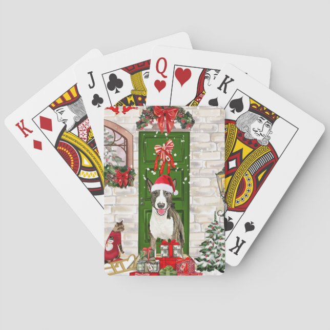 Bull Terrier Dog Christmas  Playing Cards (Back)