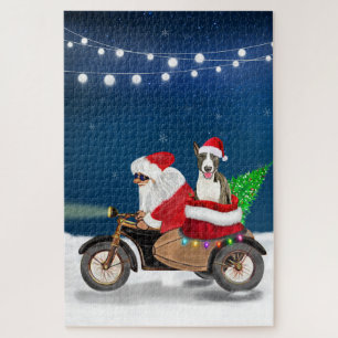 Bull Terrier Dog Christmas Santa Claus  Jigsaw Puzzle