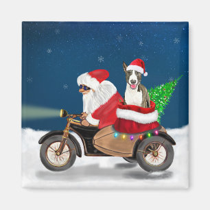Bull Terrier Dog Christmas Santa Claus Magnet