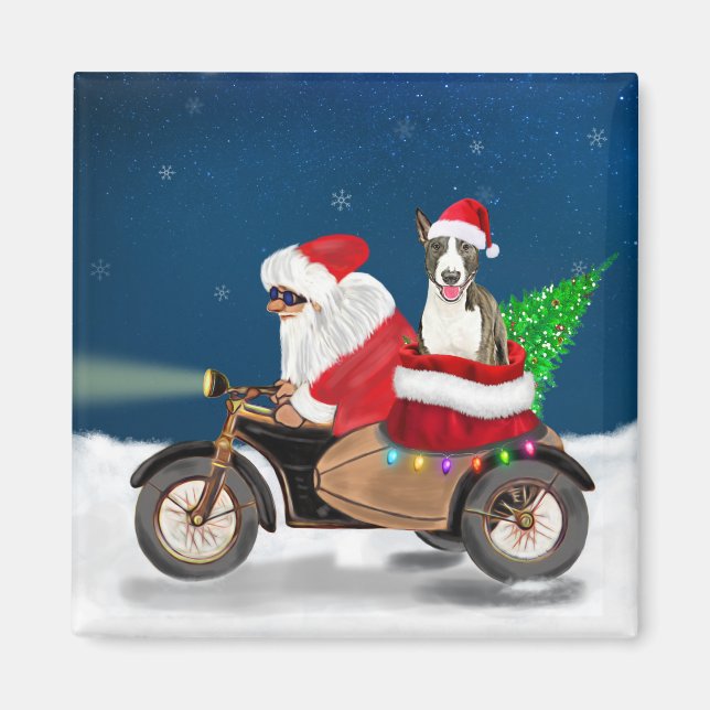 Bull Terrier Dog Christmas Santa Claus  Magnet (Front)