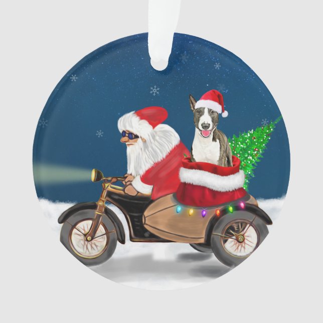 Bull Terrier Dog Christmas Santa Claus  Ornament (Front)