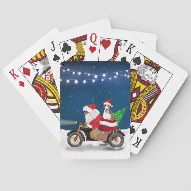 Bull Terrier Dog Christmas Santa Claus  Playing Cards (Back)