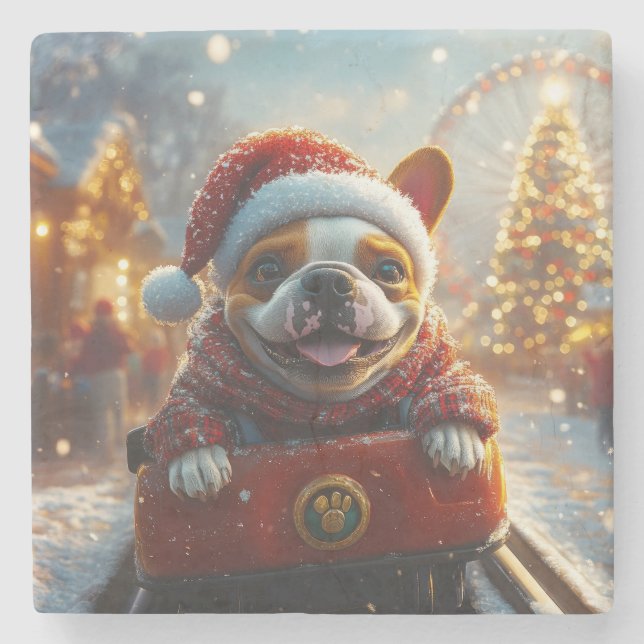Bull Terrier Dog Christmas Stone Coaster (Front)
