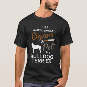 Bull Terrier Dog Cigar Lover Owner Christmas Birth T-Shirt