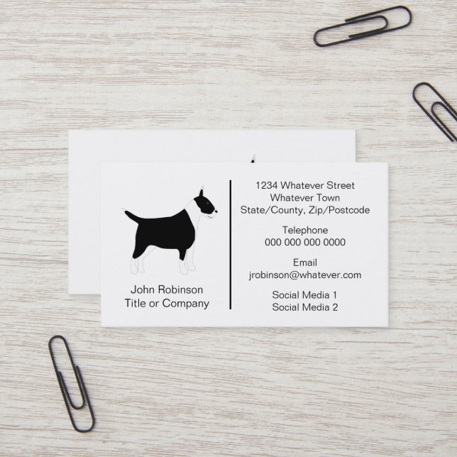 Bull Terrier Dog Design Boarding Kennels Business Card (Front/Back In Situ)