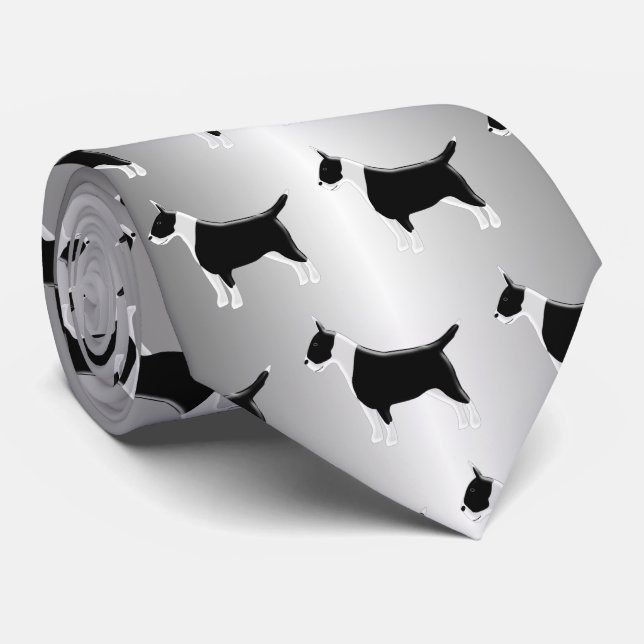 Bull Terrier Dog Design Tie (Rolled)