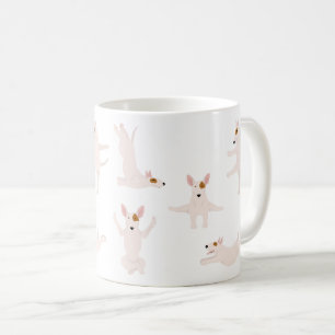 Bull terrier dog doing yoga coffee mug