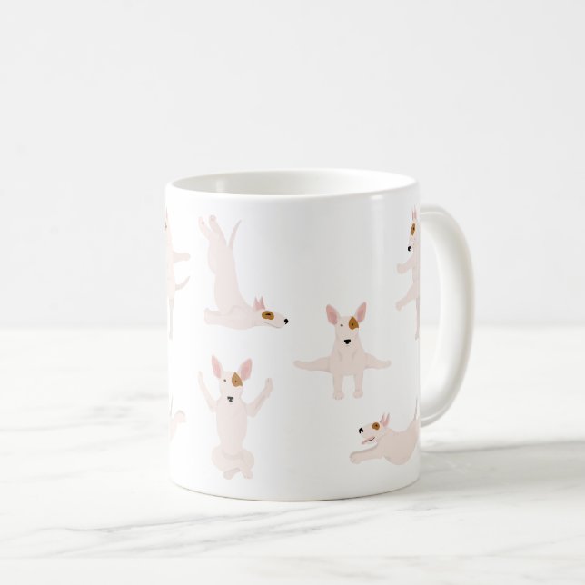 Bull terrier dog doing yoga coffee mug (Front Right)