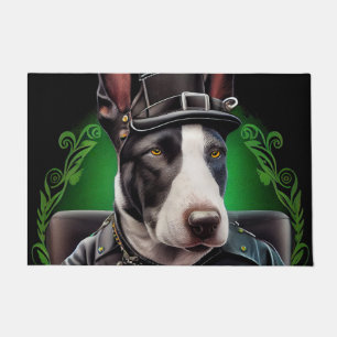 Bull Terrier Dog Driving Bike St. Patrick's Day Doormat