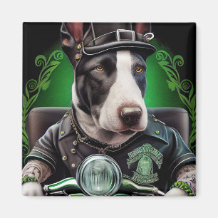 Bull Terrier Dog Driving Bike St. Patrick's Day Magnet