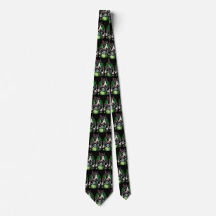 Bull Terrier Dog Driving Bike St. Patrick's Day Tie