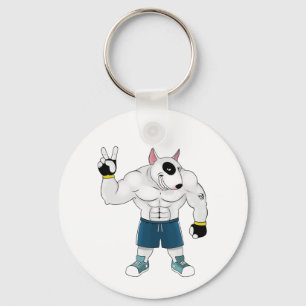 bull terrier dog  fight key ring