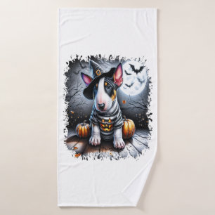 Bull Terrier Dog Halloween Bath Towel