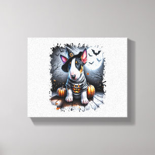 Bull Terrier Dog Halloween Canvas Print