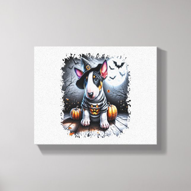 Bull Terrier Dog Halloween Canvas Print (Front)