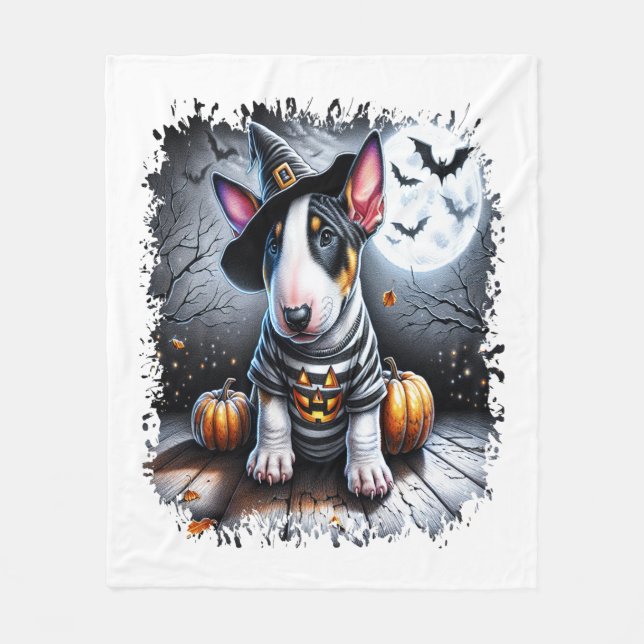 Bull Terrier Dog Halloween Fleece Blanket (Front)