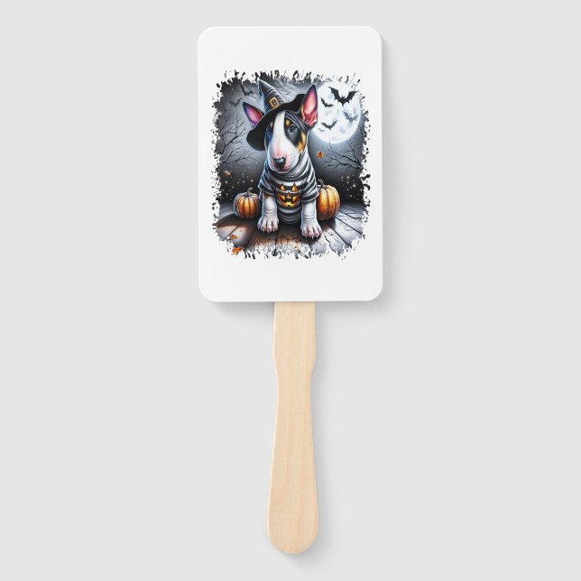 Bull Terrier Dog Halloween Hand Fan (Front)