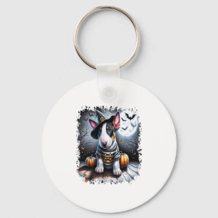 Bull Terrier Dog Halloween Key Ring