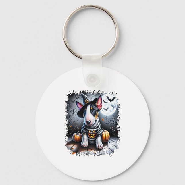 Bull Terrier Dog Halloween Key Ring (Front)