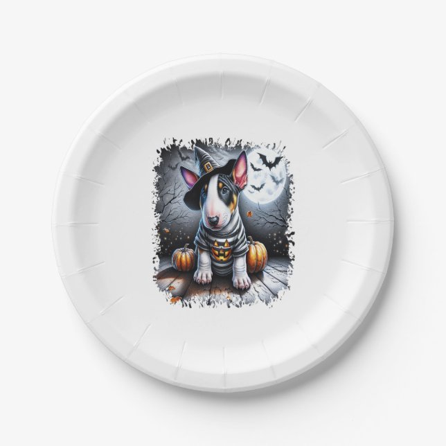Bull Terrier Dog Halloween Paper Plate (Front)