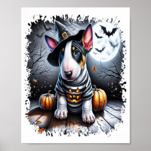 Bull Terrier Dog Halloween Poster