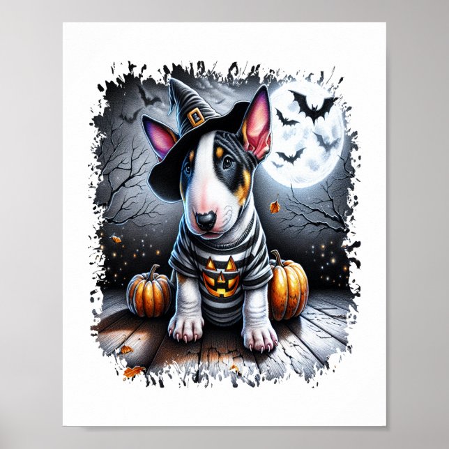 Bull Terrier Dog Halloween Poster (Front)