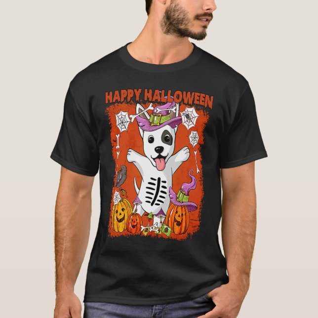 Bull Terrier Dog Happy Halloween T-Shirt (Front)